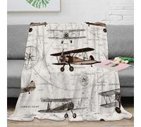 PHQAZWSXE 3D Imprimé Vintage Planes Jeté de Canapé Microfibre Chaud Retro Aviation Art Couverture Cadeau pour Collègues Mentors 60x80inch(150x200cm)