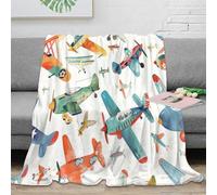 PHQAZWSXE 3D Imprimé Vintage Planes Plaid de Voyage Microfibre Colorful Dessin animé Couverture Compact pour Étudiants Campeurs Jeunes Adultes 70×80inch(180x200cm)