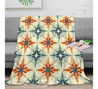 PHQAZWSXE 3D Imprimé Vintage Tiles Plaid de Salon Microfibre Moelleux Patterned Floor Design Couverture Polaire Respirante pour Jeunes Gammers Colocataires 50x60inch(127x152cm)