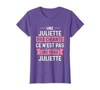 Phrase Drôle Personnalisée Humour Femme Chiante Juliette T-Shirt, Femme, Violet Chiné, S