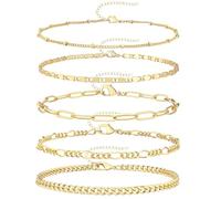 Phrases 8 Largeur Élastique Anneaux Dainty Bracelet Set Adjustable A Bracelet That Can Be Given To Women An Adjustable 5 Pieces Bracelet Set Designed Petite De Couple 4 Élastique (Gold, One Size)