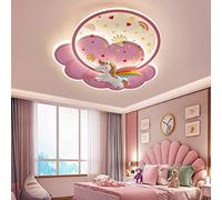 Phtlampes Plafonnier Moderne LED Rose décoratif Chambre d'enfant Lampe Plafond avec télécommande 3000K-6000K Nuage Ombre Dimmable Licorne Forme Mignon garçon/Fille Chambre Lustre éclairage Chaud