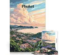 Phuket,Thaïlande Coucher de Soleil Puzzle pour Adultes 1000 pièces Jeu de mémoire et de Pleine Conscience Loisirs Bords Nets Cadeau créatif (50x75cm)