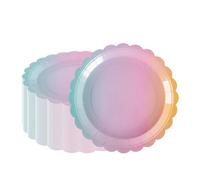 PHUNAT Lot de 50 assiettes en carton de 23 cm aux couleurs de l'arc-en-ciel, vaisselle de fête très résistante pour anniversaire, fête prénatale, décoration de fête à thème licorne