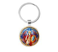PhunkZ Porte-clés Archange Saint Michel Protect Me Saint Bouclier Protection Charm Russe, Argenté., 33W UK
