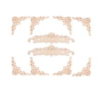 Phyachelo 10 PièCes SéRies Bois Sculpté Mur DéCor Floral Bois Sculpté Applique Coin DéCoratif pour Meubles Porte Armoire Lit DéCorations