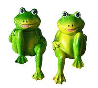 Phyachelo 2 pièces/Ensemble Grenouille Assise en résine Statue extérieure Garden Store Sculpture décorative pour Maison Bureau Jardin Ornement S2