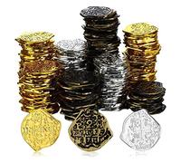 Phyachelo 300 PièCes d'or en Plastique PièCes de Monnaie de Pirate PièCes de pour Enfants pour Partie de Pirate Jeux de Coffre au Jetons Cosplay