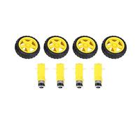 Phyachelo 4 Pcs pour Robot de Voiture Intelligente Roue de Pneu en Plastique avec DC 3-6V Motoreducteur