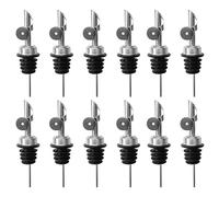 Phyachelo Lot de 12 becs verseurs en acier inoxydable pour bouteilles de liqueur, bec verseur rabattable automatique pour huile d'olive et alcool pour environ 3/4 goulot de bouteille, argenté