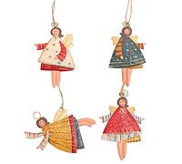 Phyachelo Lot de 4 pendentifs dansants de Noël en métal - Ornements suspendus - Décoration de poupée de Noël pour la maison et les fêtes