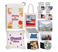Phyachelo Lot de 76 pièces Vierges de Sublimation - Produits à Faire soi-même - en MDF - avec chaîne en métal - pour travaux de personnalisée, Cadeaux