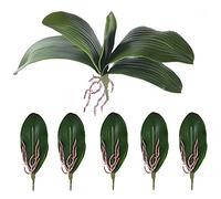 Phyachelo Phalaenopsis OrchidéEs Feuilles Artificielles Vraies Racines Latex Contact Plantes Vert Faux Feuilles Arrangement, 6 PièCes SéRies