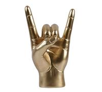 Phyachelo Statue de gestes de la Main Rock - Artisanat de la Musique Rock - Sculpture de Doigt pour Les Amateurs de Musique Rock - Décoration de Bureau - Main en L dorée