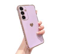 phylla Compatible avec Samsung Galaxy S25 FE 6,7" 5g Étui de téléphone de luxe plaqué mignon amour côté petit motif coque de protection complète en silicone souple antichoc (violet, pour Samsung S25