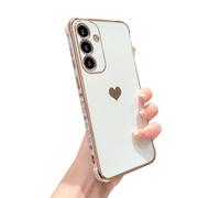 phylla Compatible avec Samsung Galaxy S25 FE 6,7" 5g Étui de téléphone de luxe plaqué mignon amour côté petit motif coque protection complète en silicone souple antichoc (blanc, pour Samsung S25 FE)
