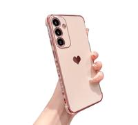 phylla Compatible avec Samsung Galaxy S25 FE 6,7" 5g Étui de téléphone de luxe plaqué mignon amour côté petit motif coque de protection complète en silicone souple antichoc (rose, pour Samsung S25 FE)