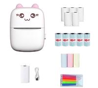 PHYMAT Imprimante Portable, Mini imprimante Thermique Bluetooth sans Fil de Poche pour Smartphones Android iOS, imprimante sans Encre Bluetooth pour étiquettes, reçus, Notes Autocollantes (Rose)