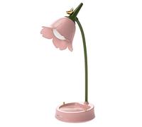 PHYMAT Lampe de bureau LED fleur sans fil avec col de cygne réglable, veilleuse rechargeable pour les yeux pour enfants, lampe de table USB pour décoration d'intérieur (rose)