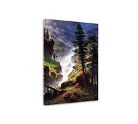 Phyrek123 Albert Bierstadt Impressions d'art Reproductions de Tableaux célèbres Cascade des montagnes Rocheuses Image de toile Art mural pour le salon 50x80cm Cadre intérieur