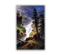 Phyrek123 Albert Bierstadt Impressions d'art Reproductions de Tableaux célèbres Cascade des montagnes Rocheuses Image de toile Art mural pour le salon 70x112cm sans cadre