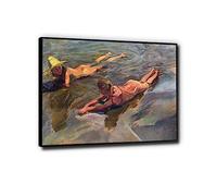 Phyrek123 Joaquin Sorolla Impressions d'art encadrées Idylle de la mer Tableaux célèbres imprimées sur toile Sorolla Affiche DéCoration Murale Salon 30x40cm Schwarz gerahmt