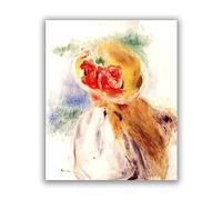Phyrek123 Pierre-Auguste Renoir Impressions d'Art Reproductions de Tableaux Célèbres Jeune Fille au Chapeau Fleuri Image de toile Art mural pour le salon 90x108cm Sans Cadre