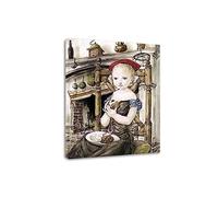 Phyrek123 Tsuguharu Foujita Impressions d'art Reproductions de Tableaux célèbres Fille épluchant des Pommes de Terre Image de Toile Art Mural pour Le Salon 30x39cm Cadre intérieur