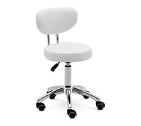 Physa ASCONA White Tabouret à roulettes avec dossier 150 kg 46-60 cm Hauteur réglable Blanc