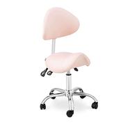 Physa Chaise Selle De Cheval Rose et Argenté - Tabouret avec Dossier et Siège Réglables en Hauteur