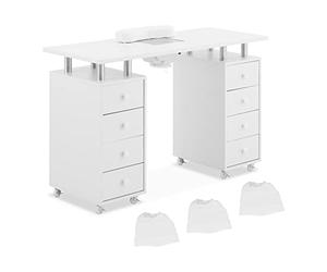 Physa PHY-MT-11 Table De Manucure - 8 Tiroirs, 8 Roues, Aspirateur, Table Onglerie Pliante