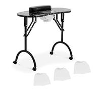 physa Table manucure pliante - noir - 4 roues - aspirateur PHY-MT-15