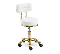 Physa Physa GELA White Tabouret à roulettes avec Dossier 150 kg Blanc/doré Hauteur réglable 47-61 cm