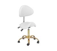 Physa Physa Mannheim White_Gold Siège Selle - 55-69 cm - 150 kg - Blanc/doré siège Selle de Cheval Tabouret à roulettes Tabouret à roulettes Tabouret de Bureau