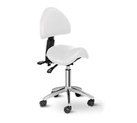 Physa Siège-Selle, avec Dossier, Assis-Debout, Ergonomique, Blanc | Tabouret De Cheval, Pivotant, Roulettes, 90-120°, 55-69 cm, 150 Kg