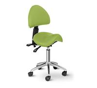 Physa Siège-Selle avec Dossier Assis Debout Ergonomique De Cheval Tabouret Physa Berlin Light Green (90-120°, 55-69 cm, 150 Kg, Pivotant, roulettes, Pomme)