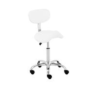 Physa Siège Selle De Cheval Chaise De Bureau Ergonomique Pivotante À roulettes De Coiffure Physa Hamburg White (150 kg Max., H: 60-80 cm, Pivotement sur 360°, Cuir Synthétique, Blanc)