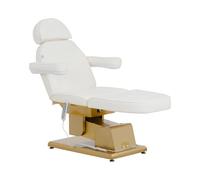 Physa Table de Massage électrique - 200 kg - Blanc/doré - chauffante - 3 Moteurs Table de Massage électrique Table de Massage Tabouret à Roulette avec Dossier Fauteuil de Tatouage