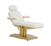 Physa Table de Massage électrique 200 kg Blanc/doré Chauffante Rotation à 120° Tabouret à Roulette avec Dossier Fauteuil de Tatouage