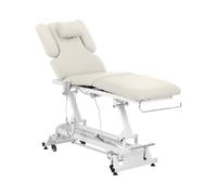 physa Table de massage électrique - 3 moteurs - 300 W - 185 x 67 x 62 - 84 cm - 200 kg - Blanc / beige PHYSA NANTES BEIGE_PH