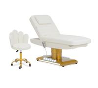 Physa Table de Massage électrique et Tabouret à roulettes avec Dossier 200 kg Blanc/doré Chauffant