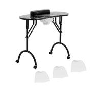 physa Table manucure pliante - noir - 4 roues - aspirateur PHY-MT-15