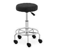Physa Tabouret De Bureau À Roulettes Roulant Coiffeur Travail Siège Chaise STUTTGART BLACK (Capacité 150 kg, Hauteur 52-66 cm, Ressort à gaz, Acier Chromé, Cuir Synthétique)