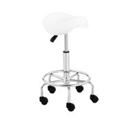 Physa Tabouret Selle De Cheval Ergonomique À roulettes De Bureau Travail Siège-Selle Coiffure Haut Réglable Physa Frankfurt White (150 kg, H : 57-69 cm, Pivotement sur 360°, Cuir Synthétique, Blanc)
