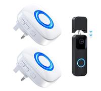 PHYSEN Rallonge de sonnette sans fil avec 2 récepteurs pour sonnette vidéo Blink, convertit le carillon filaire en carillon de porte sans fil avec portée de 200 m, 58 carillons et carillon de porte à