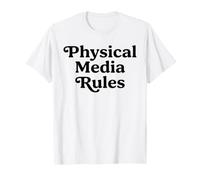 Physical Media Rules Retro VHS Vinyl DVD Collector Nerd T-Shirt