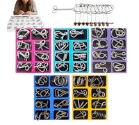 Physics Mind Metal Puzzles - 7.09 inches Educational Wire Brain Teasers | 40 Pieces with Nine Linked Rings - Compact Cognitive Toy for Kids, Teens and Adults Travel, Office, School and Party Favors