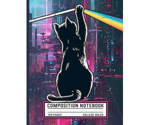 Physics Prism Science Rainbow Cat Notebook: Spectral Light Optical Illusion College Ruled Composition Book for STEM Students, Teachers, and Black Kitty Lovers
