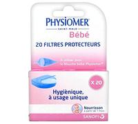 Physiomer Bébé - Dispositif médical - 20 filtres protecteurs jetables, hygiéniques et pratiques - Mouche Bébé Physiomer - Nez qui coule - Rhume - Rhinopharyngite - Facilite l’élimination du mucus