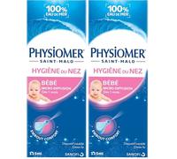 Physiomer Micro-diffusion - Spray nasal 100% Eau de mer - Dispositif médical - Hygiène du nez - Rhume et Rhinite - à partir de 1 mois - Sans gaz propulseur et stérile - Format spray 115 mL (Lot de 2)